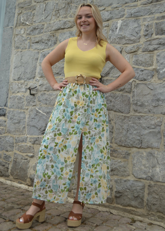 Jupe Elise fleurs jaunes
