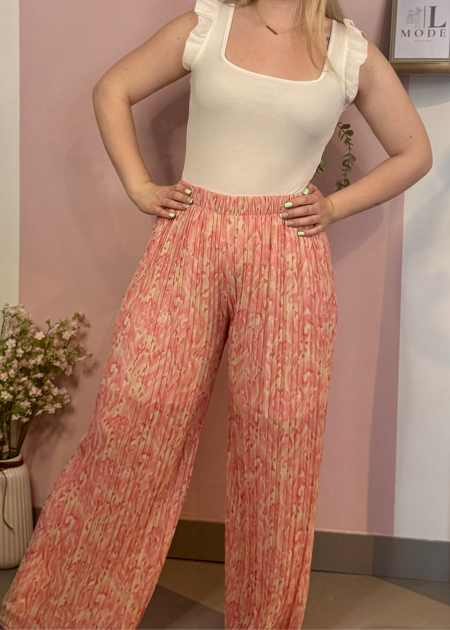 Pantalon Léo - Rose (Motifs)