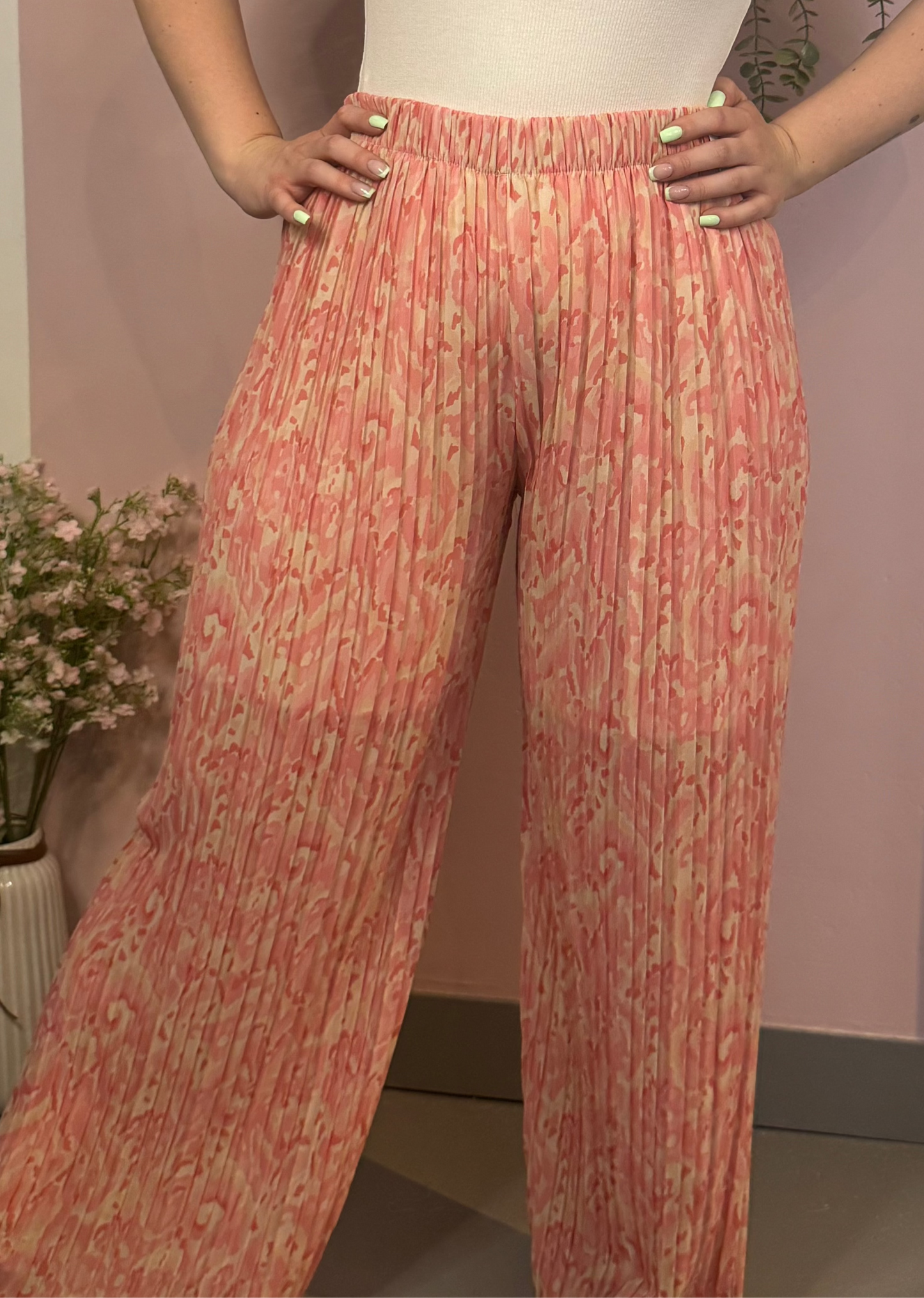 Pantalon Léo - Rose (Motifs)